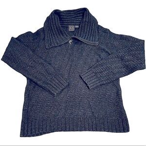 Armani Exchange  A/X Grey Zip neck Collared Chunky Sweater